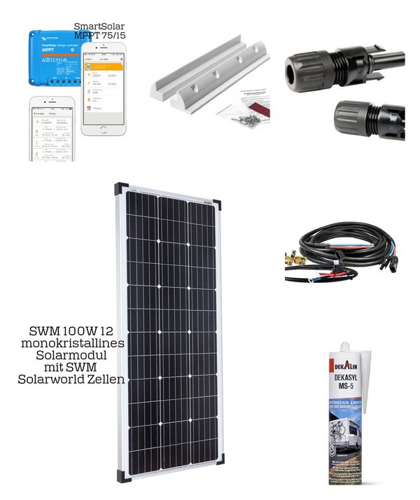 100W 12V MPPT Komplett Solaranlage von Offgridtec® für Wohnmobil / Caravan