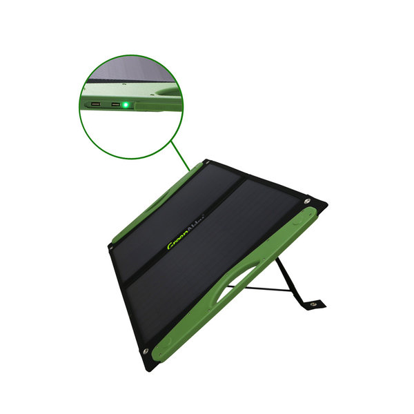 GreenAkku® Hardcover Solartasche 60W und 2x 2A USB Anschluss