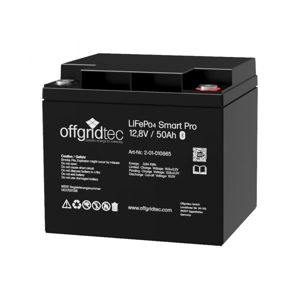 Offgridtec®LiFePo4 Smart-Pro 12/50 Akku 12,8V 640Wh 50Ah