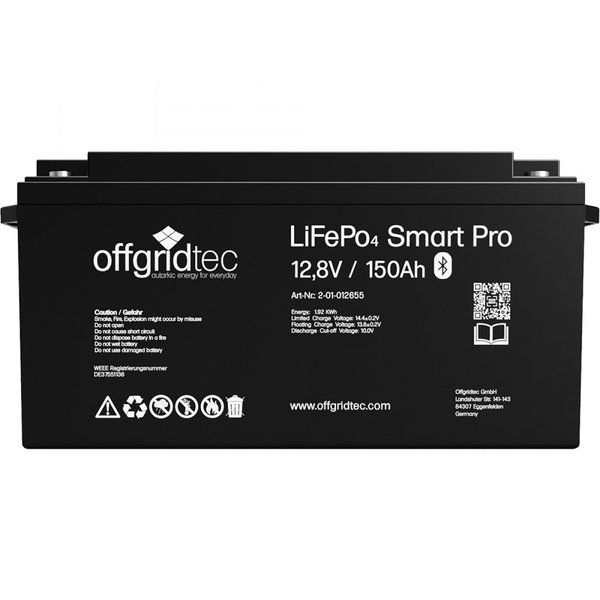 Offgridtec®LiFePo4 Smart-Pro 12/150 Akku 12,8V 1920Wh 150Ah