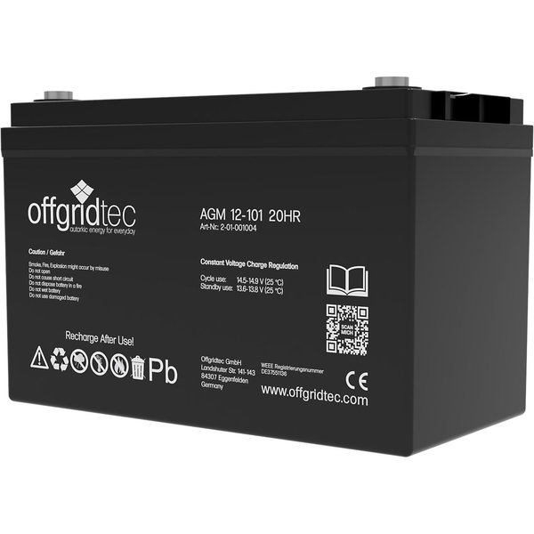 Offgridtec® AGM 101Ah 20HR 12V - Solar Batterie Akku Extrem Zyklenfest